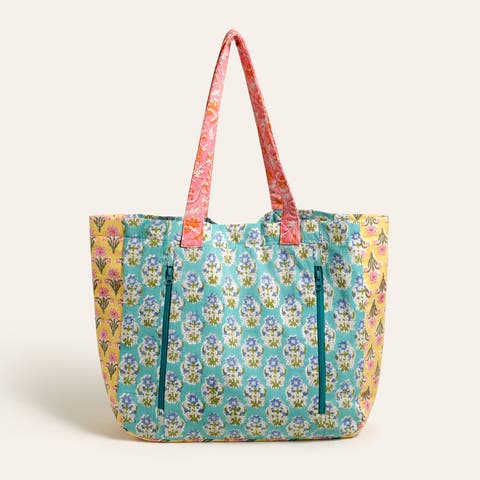 Rajpath Block Printed 100% Cotton Bag 16.5" Artisan Bag