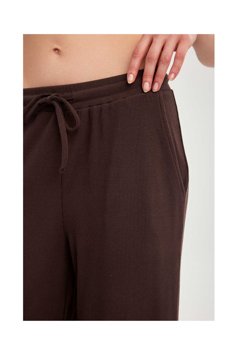 Summer Lounge Ribbed Wide Leg Pant, Alternate, color, Brown