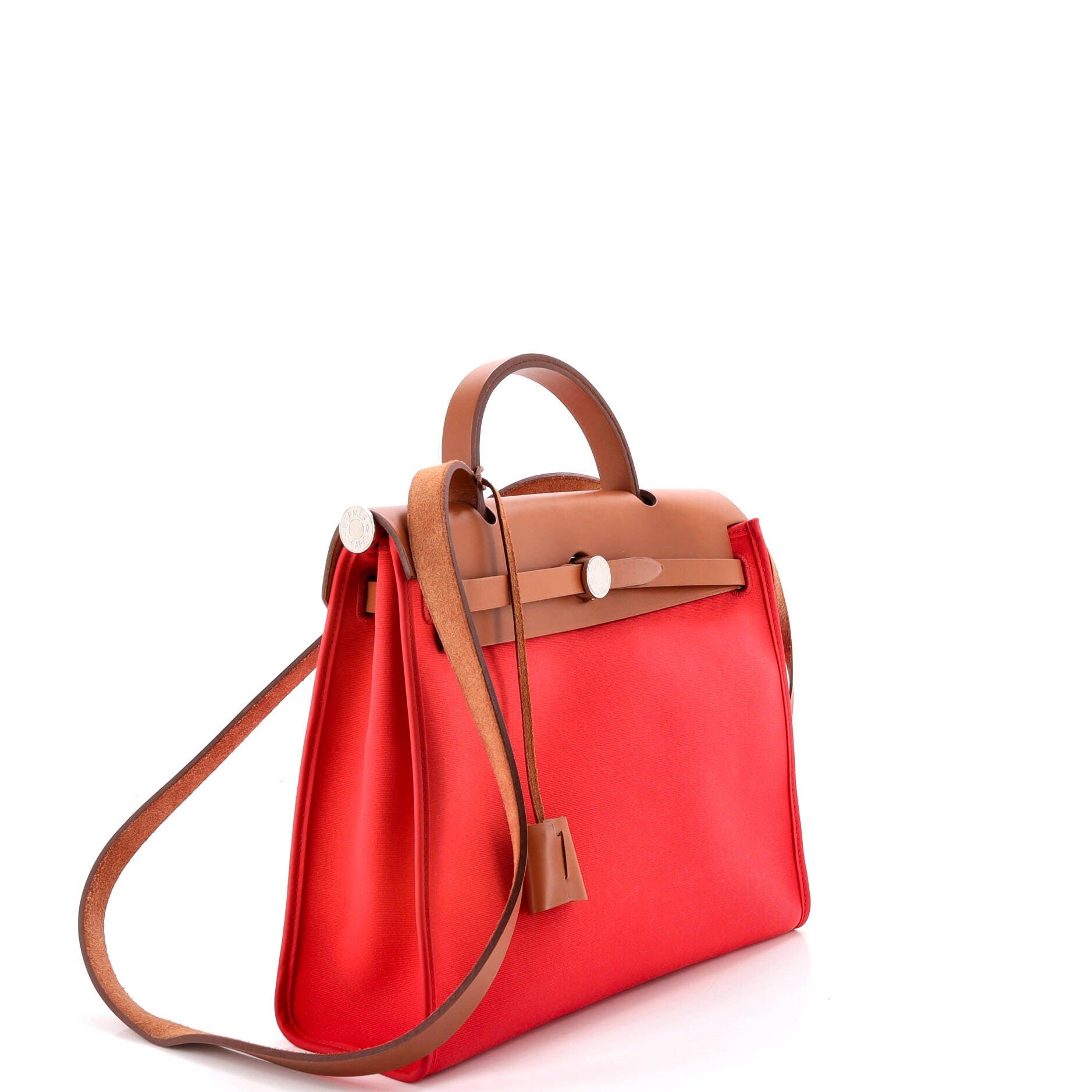 Pre-Owned Hermes Herbag Zip Leather and Toile 31, Alternate, color, Bougainvillier