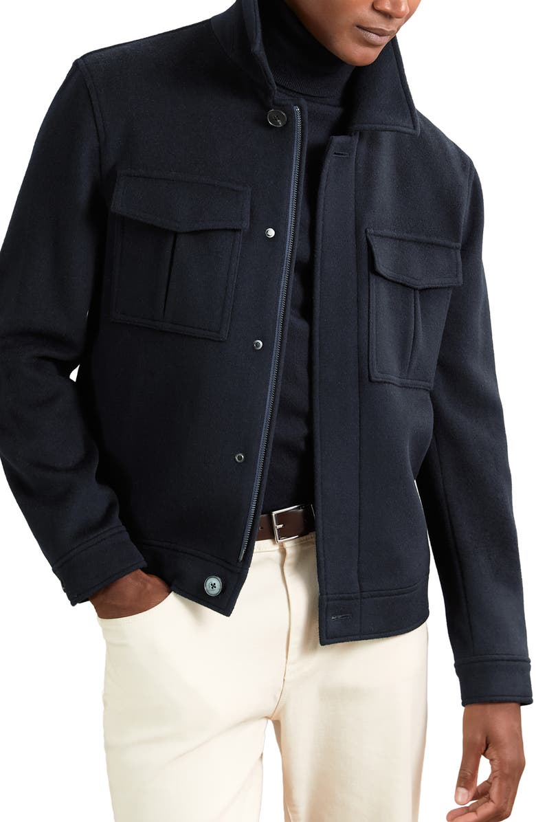 Reiss Perisil Wool Blend Jacket, Alternate, color, Navy