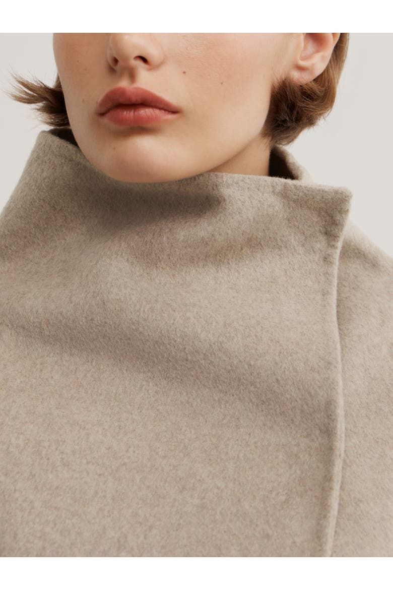 Funnel Wrap Neck Longline Coat, Alternate, color, Oat Marle