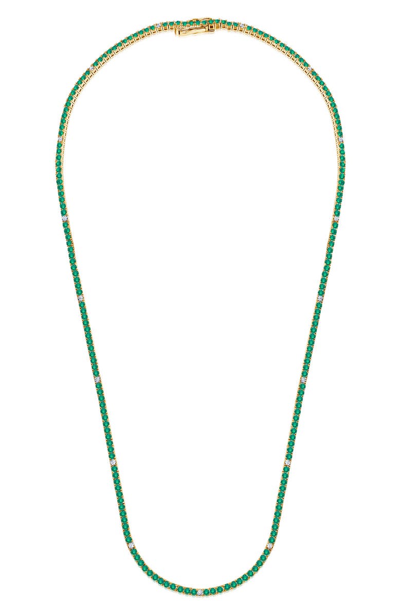 Crislu Cubic Zirconia Tennis Necklace, Main, color, Emerald