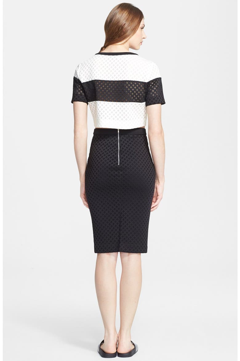 'Leda' Lattice Crop Top, Alternate, color, BLACK/ WHITE