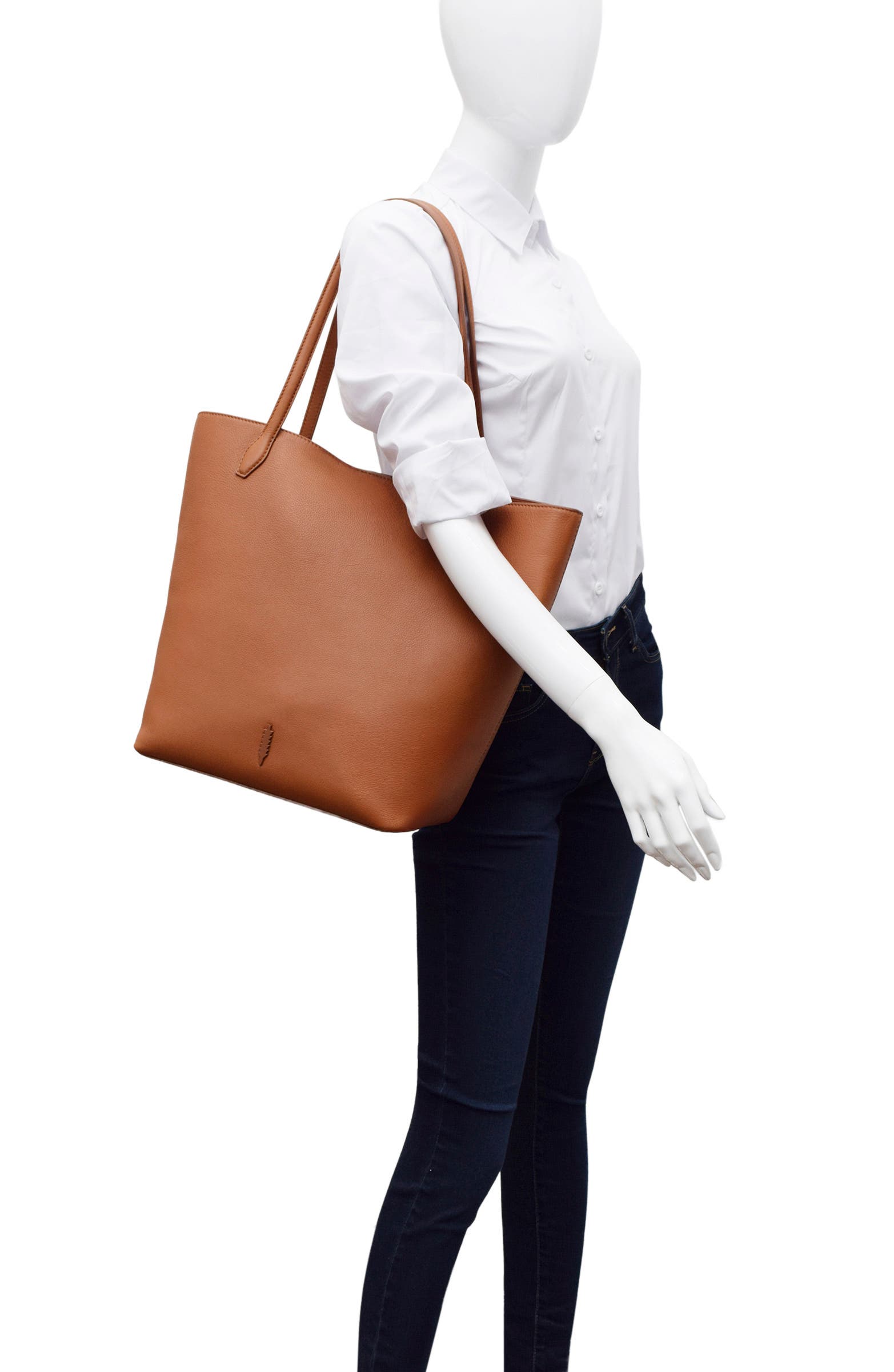 Asher Large Leather Tote, Alternate, color, CHESTNUT