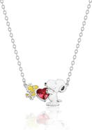 PEANUTS Snoopy and Woodstock Red Crystal Heart Necklace, 18''