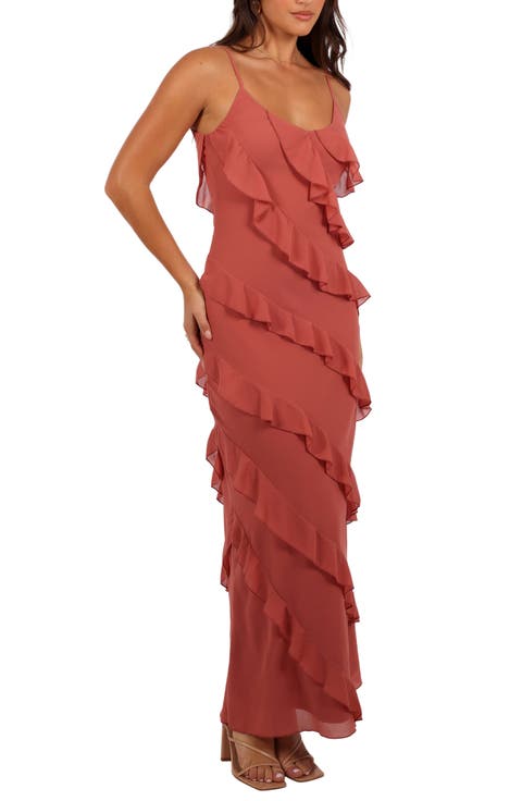 Ciao Ruffle Chiffon Gown
