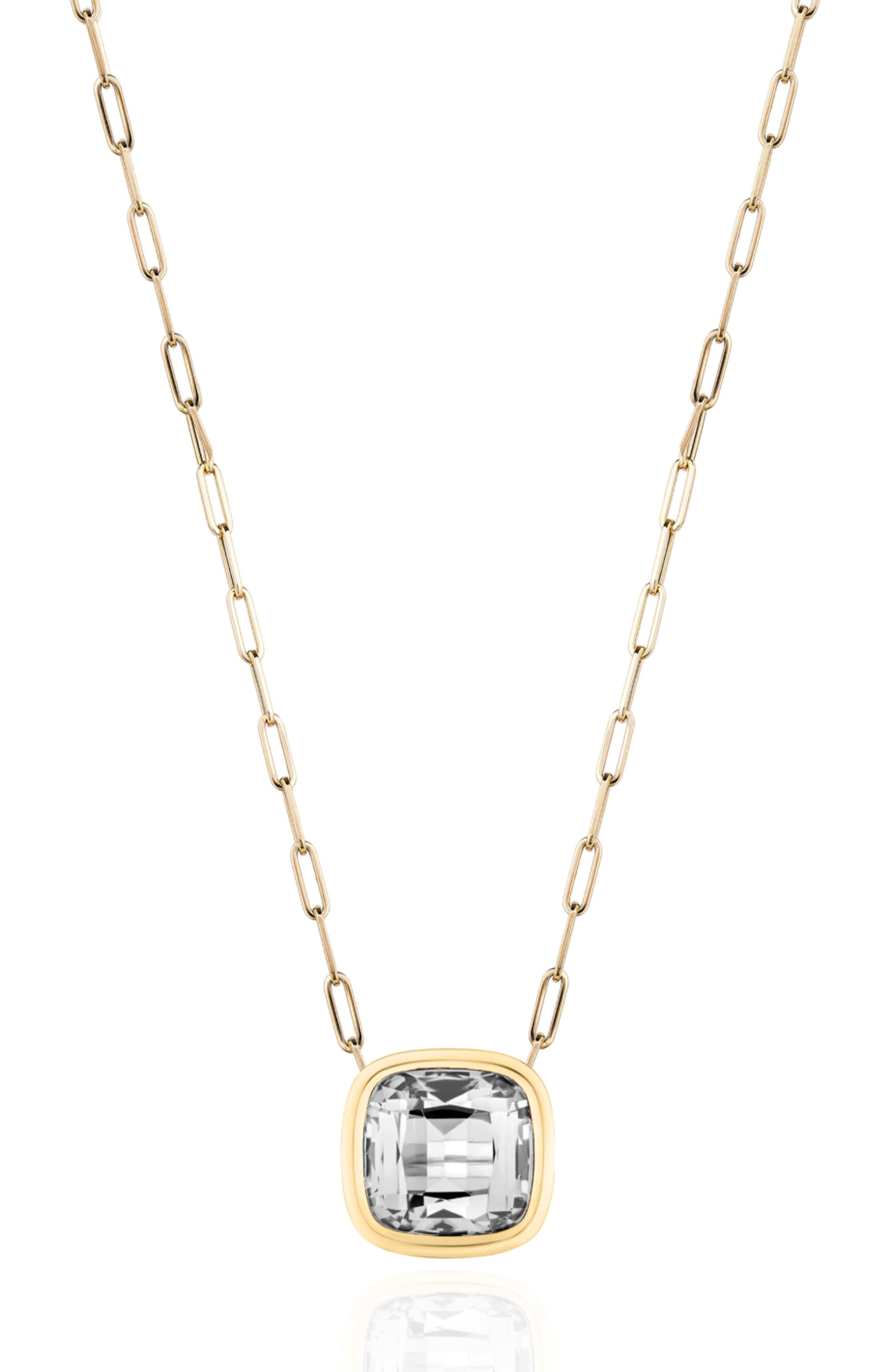 Goshwara Manhattan Cushion Pendant Necklace In Transparent