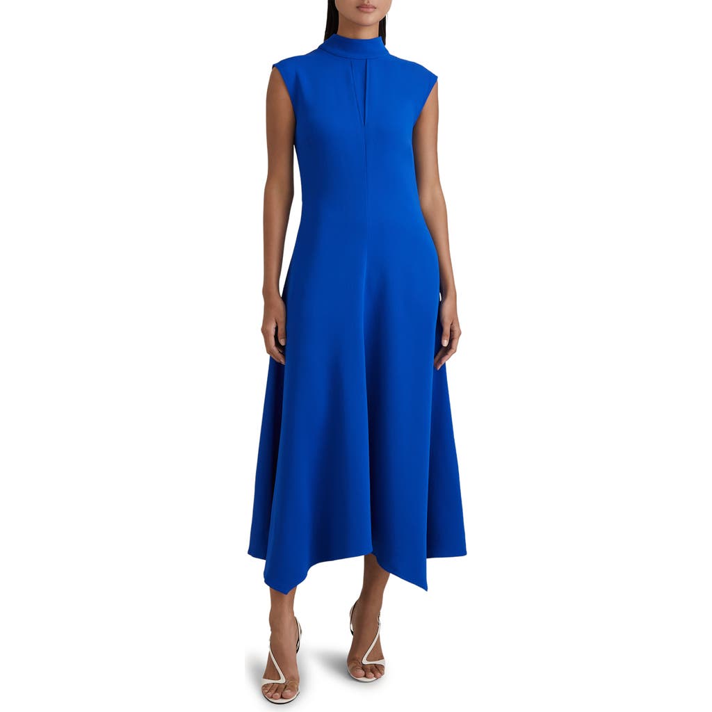 Reiss Jessa Side Ruched Asymmetric Dress In Cobalt