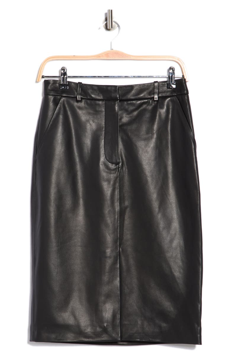 Veronica Beard Maxine Leather Pencil Skirt, Main, color, Black