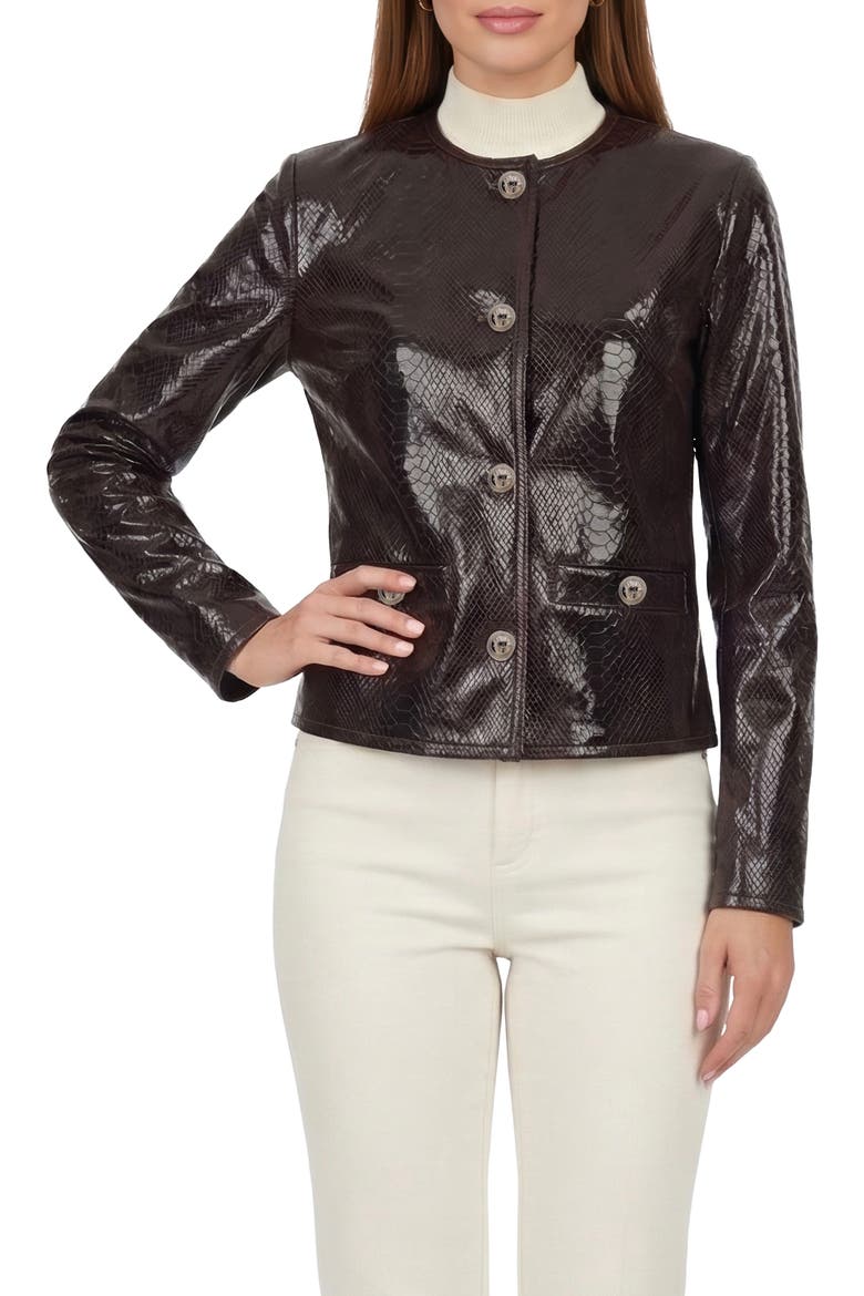Genuine Metis Suede Pythn Printed Jacket, Alternate, color, BURGUNDY