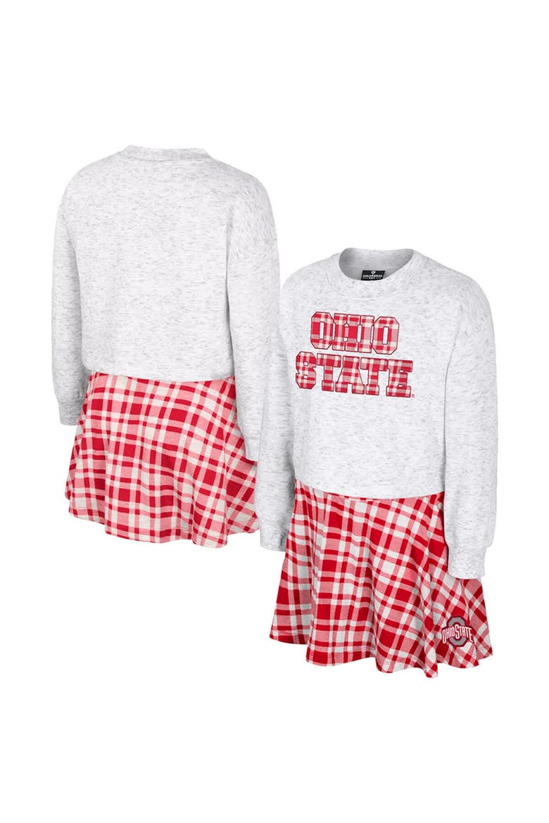 Girls Youth Colosseum Gray Ohio State Buckeyes Marceline Plaid Skirt and Top Set, Main, color, Gray