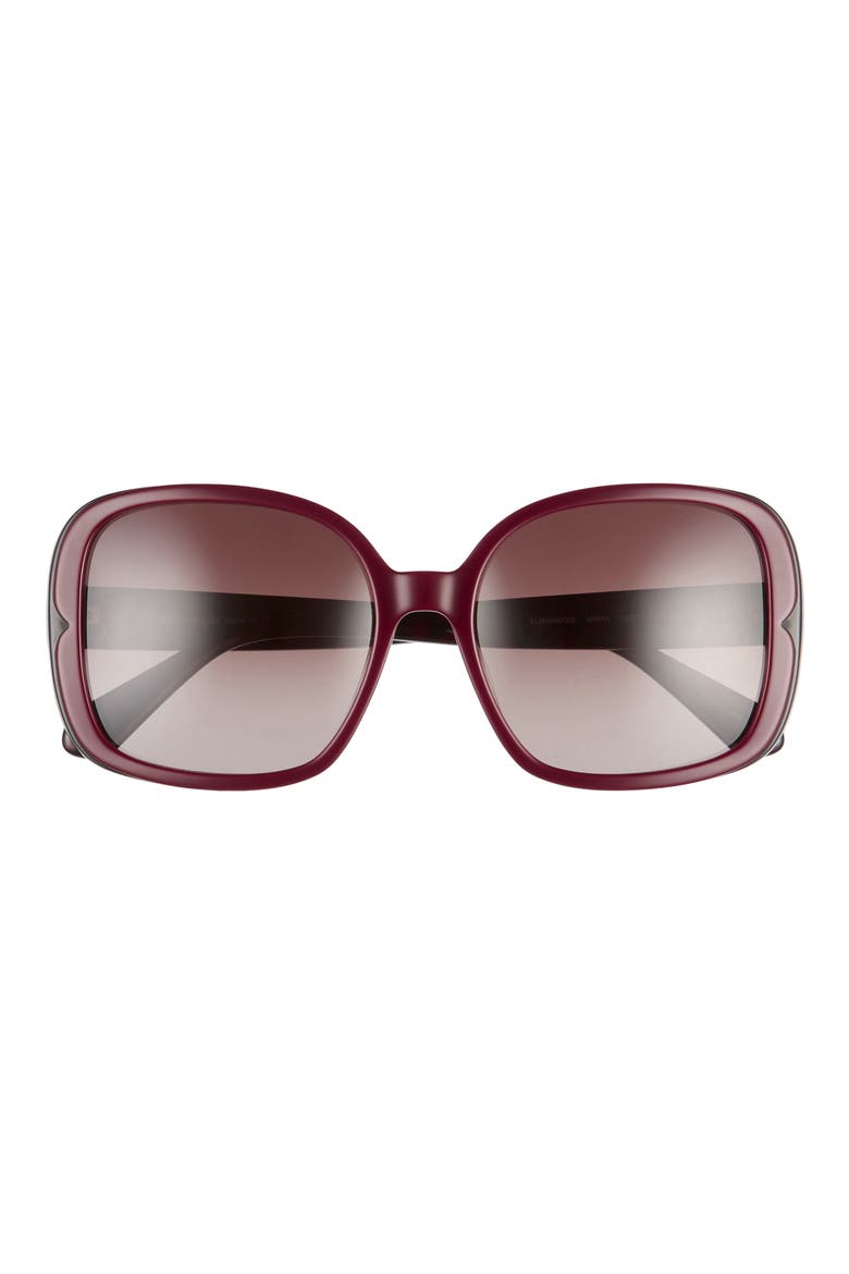 elianna 55mm square polarized sunglasses, Main, color, BURGUNDY PATTERN/ BROWN