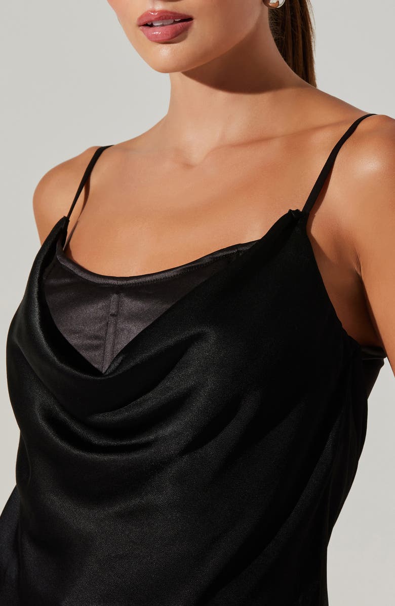 ASTR the Label Layered Cowl Neck Corset Satin Camisole, Alternate, color, 