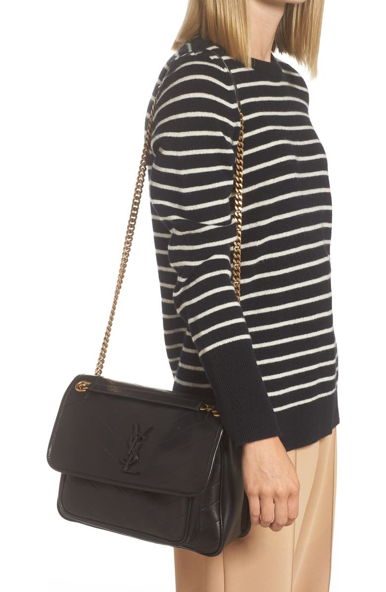 Saint Laurent Medium Niki Leather Shoulder Bag, Alternate, color,