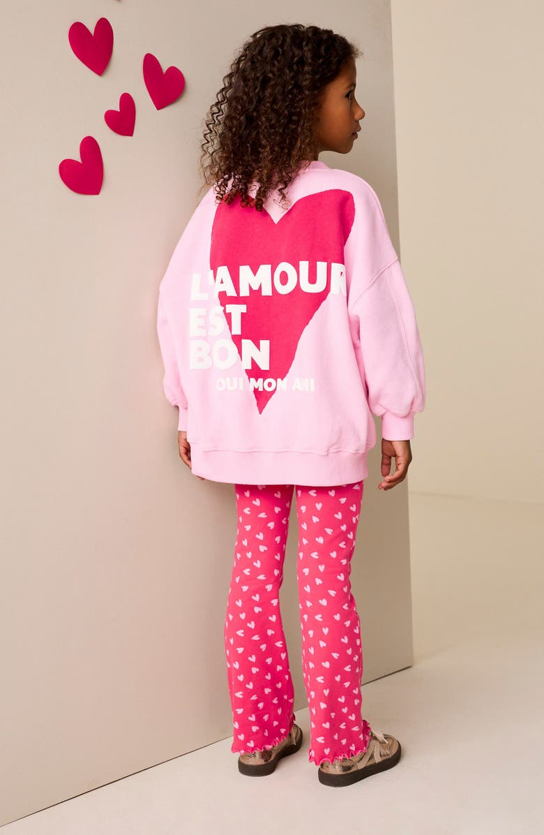 NEXT Kids' Heart Sweatshirt & Flare Leggings Set, Alternate, color, Pink
