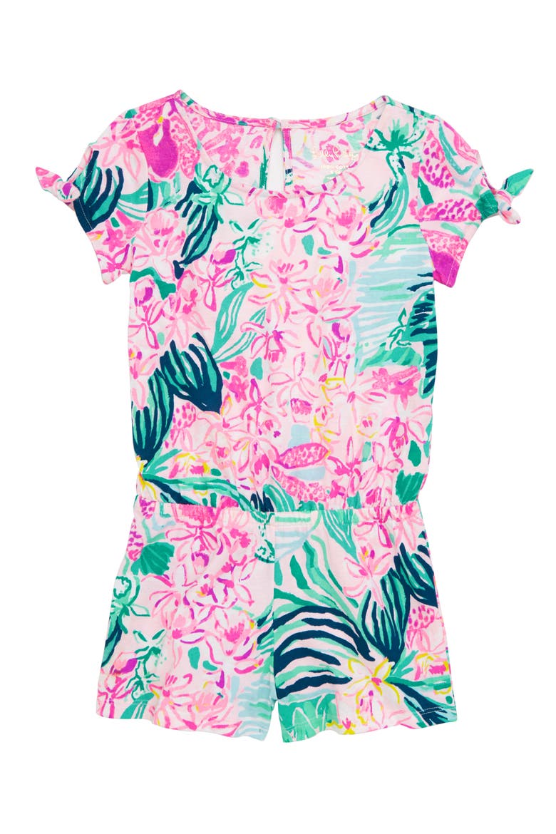 Camryn Tie Sleeve Romper, Main, color, MULTI VIA FLORA