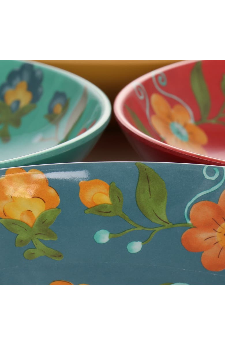 Laurie Gates California Designs Elena Amour 16 Piece Floral Round Melamine Dinnerware Set, Alternate, color, Multi