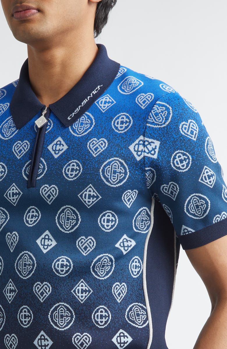 Casablanca Gradient Monogram Jacquard Polo Sweater, Alternate, color, Viscose Blend