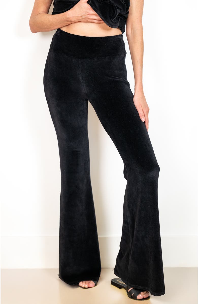 JJwinks Velour Flare High Waist Pants, Main, color, 