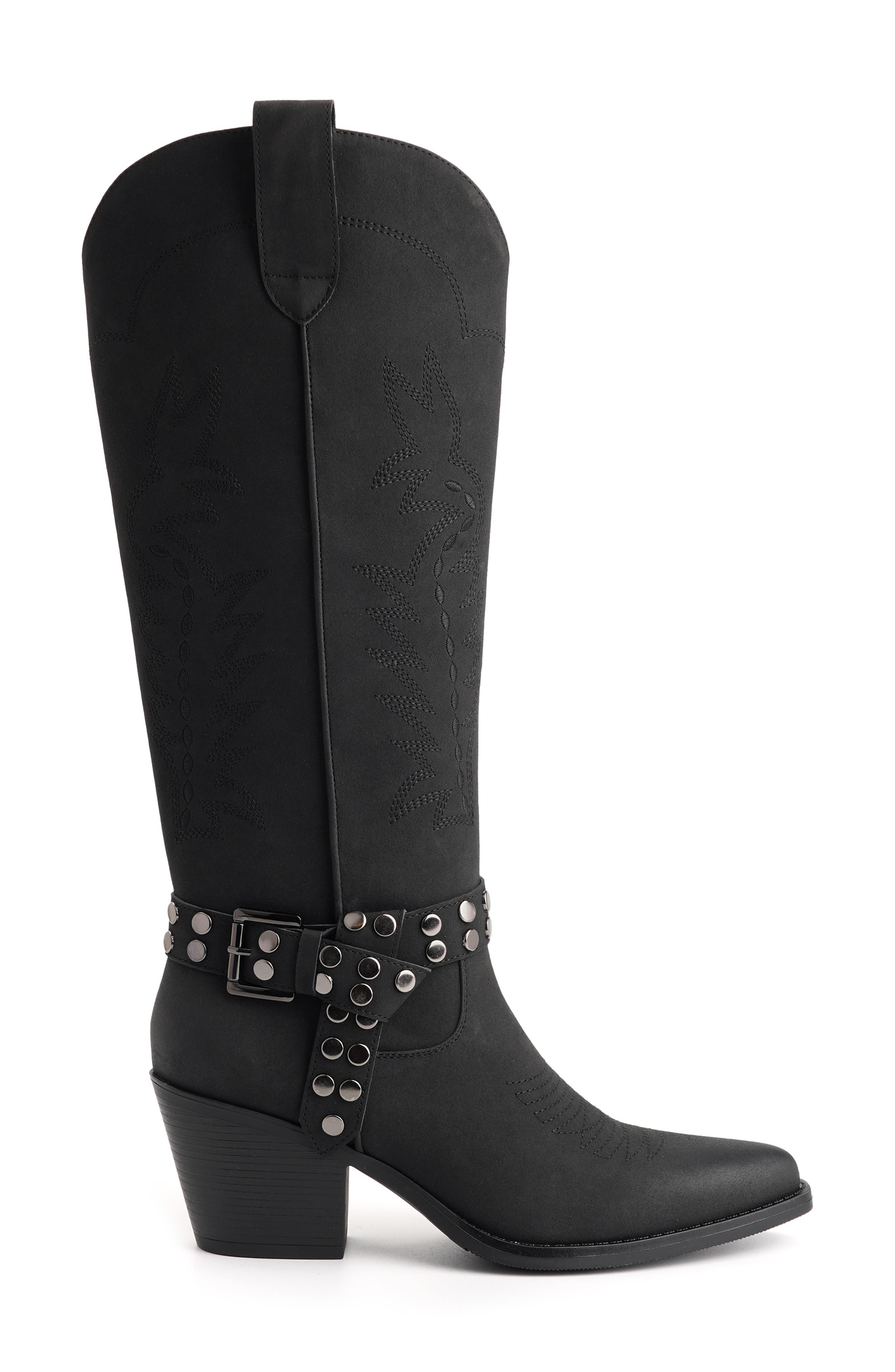 Bridget Faux Leather Knee High Boot, Alternate, color, BLACK