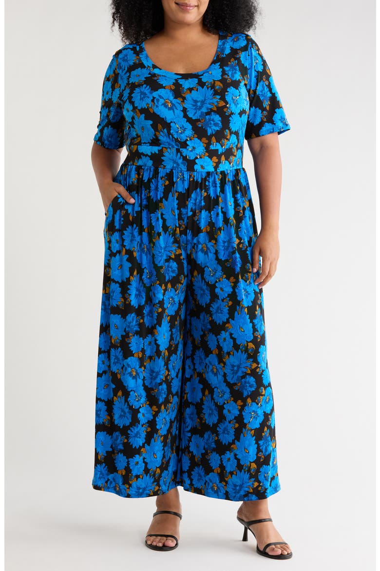 Floral Wide Leg Jumpsuit, Main, color, COBALT FLORAL