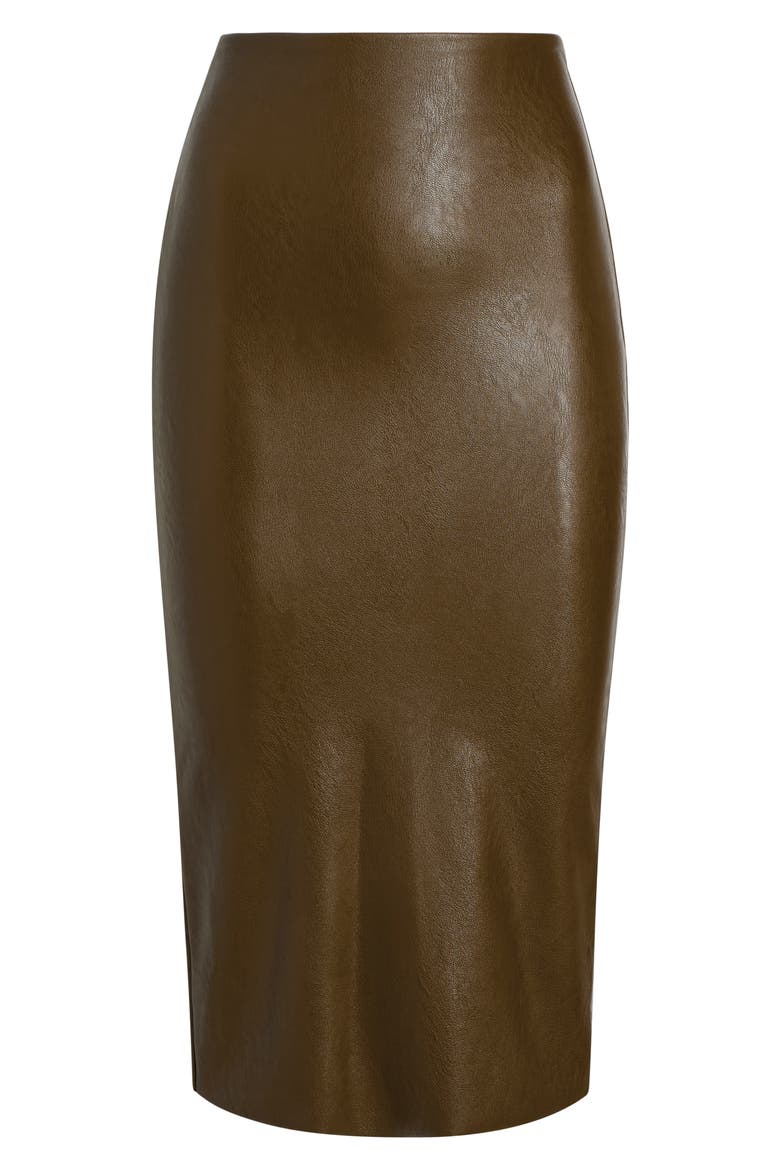 Faux Leather Midi Skirt, Alternate, color, CADET