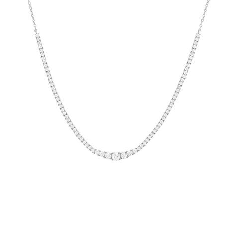CZ Half Graduated Tennis Necklace