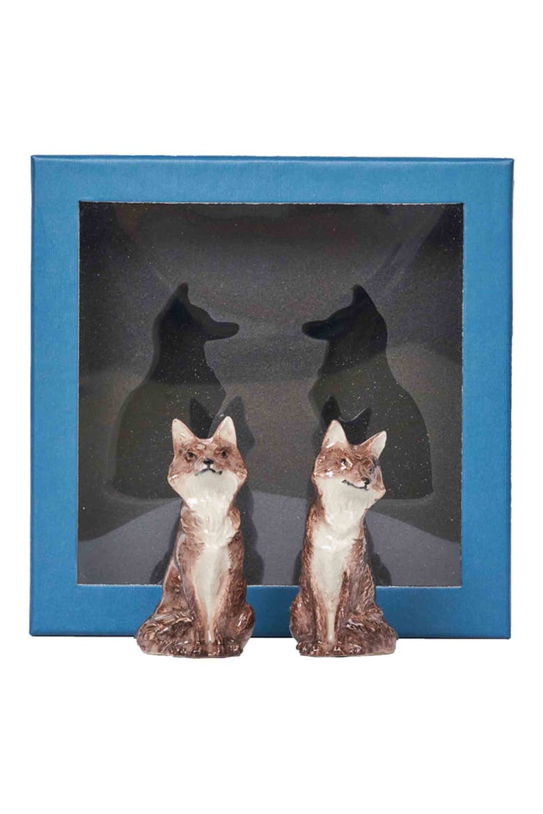 Clever Creatures Fox Salt & Pepper Shaker Set, Alternate, color, WALNUT