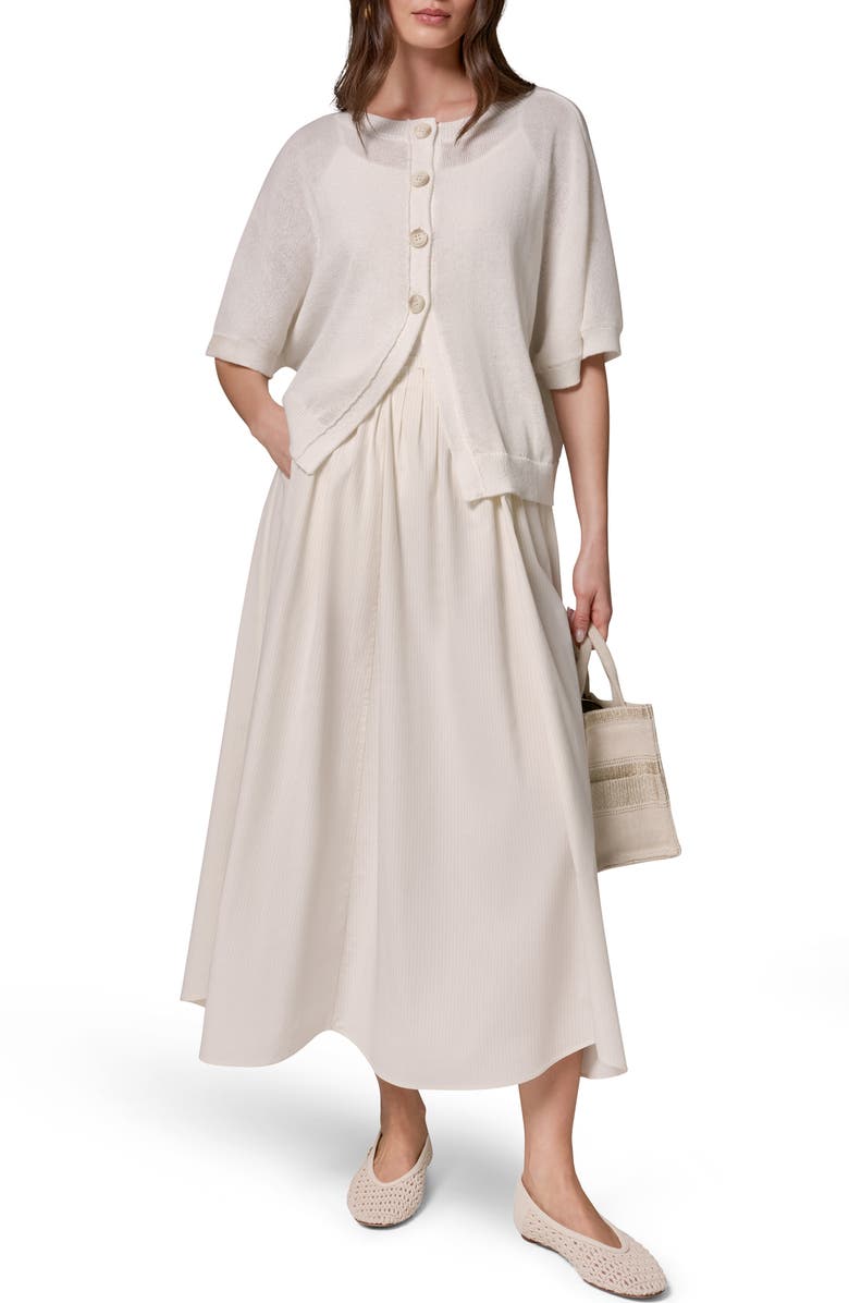 Donna Karan New York Easy Short Sleeve Cardigan, Alternate, color, Sandstone