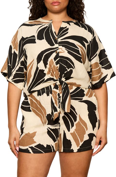 Within Time Floral Button-Up Shirt (Plus)