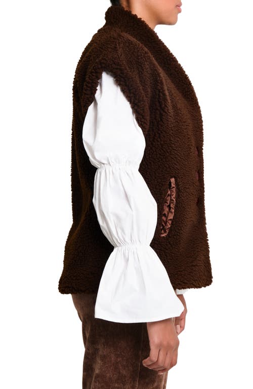 The Lulo Project Bolsa Faux Shearling Vest In Brown