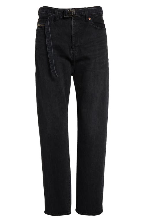 Sacai Belted Straight Leg Jeans In Black