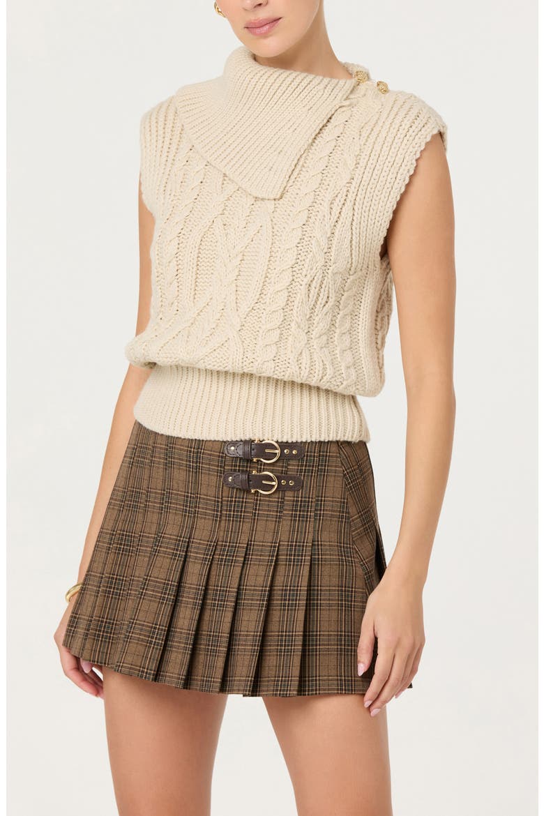 Kristin Cable Stitch Sleeveless Sweater, Alternate, color, CREAM