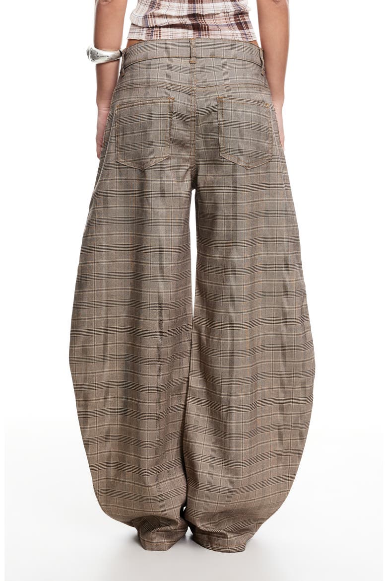 Horseshoe Plaid Low Rise Barrel Leg Pants, Alternate, color, CHECK