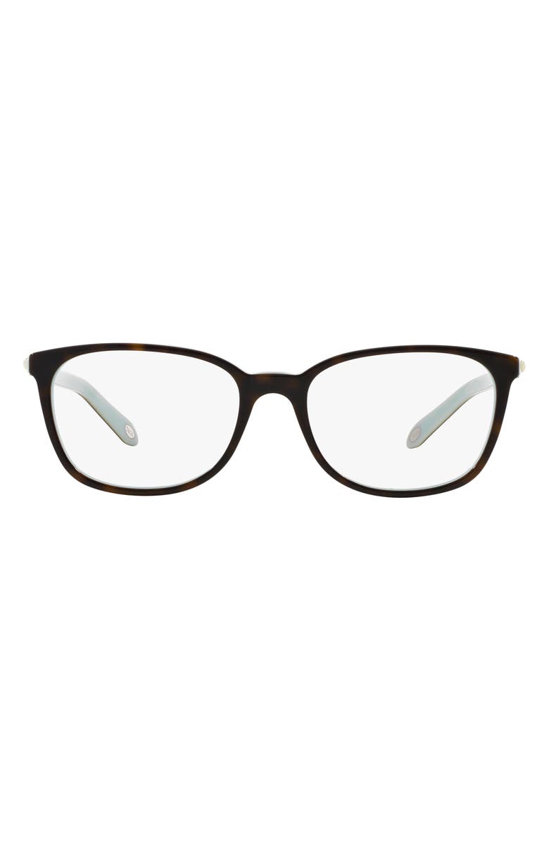 Tiffany & Co. 51mm Rectangular Optical Glasses, Main, color, Havana Blue