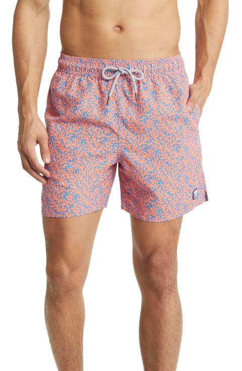 Coral Print Swim Trunks