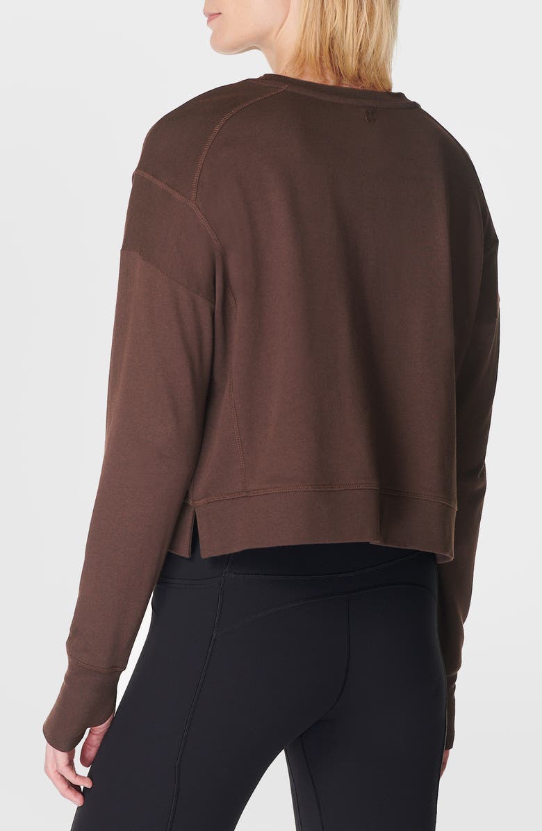 Sweaty Betty After Class Cotton Blend Crop Sweatshirt, Alternate, color, Cacao Brow