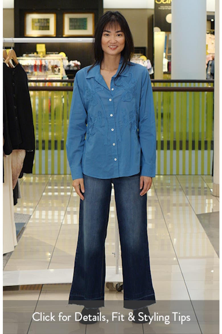 Beaded Floral Appliqué Button-Up Top video