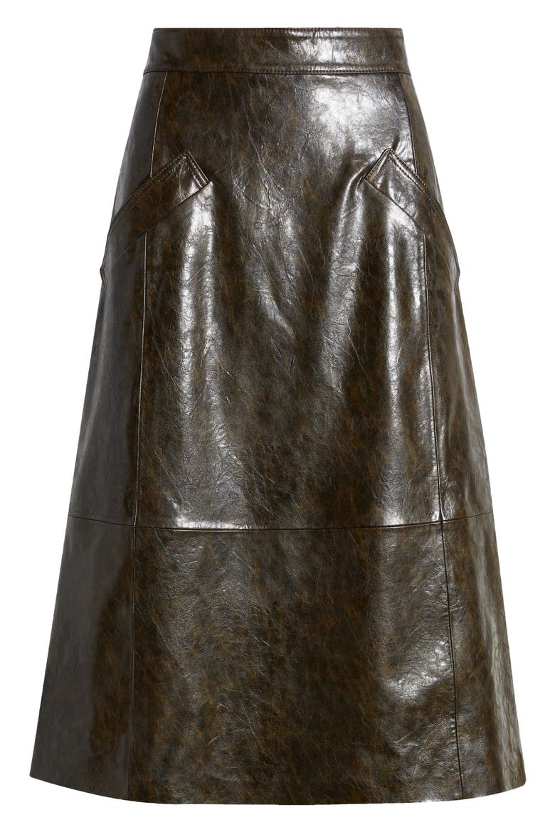Rustic Faux Leather A-Line Skirt, Alternate, color, DARK BROWN