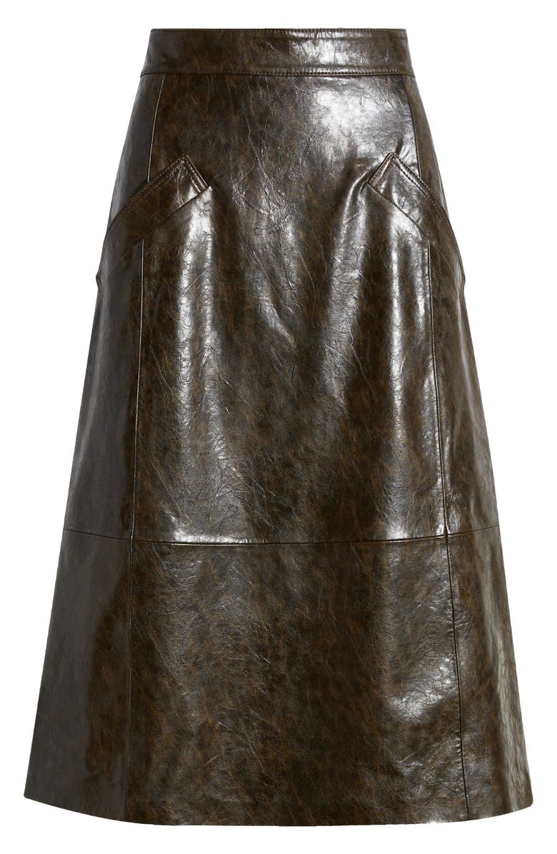 KOBI HALPERIN Rustic Faux Leather A-Line Skirt, Alternate, color, Dark Brown