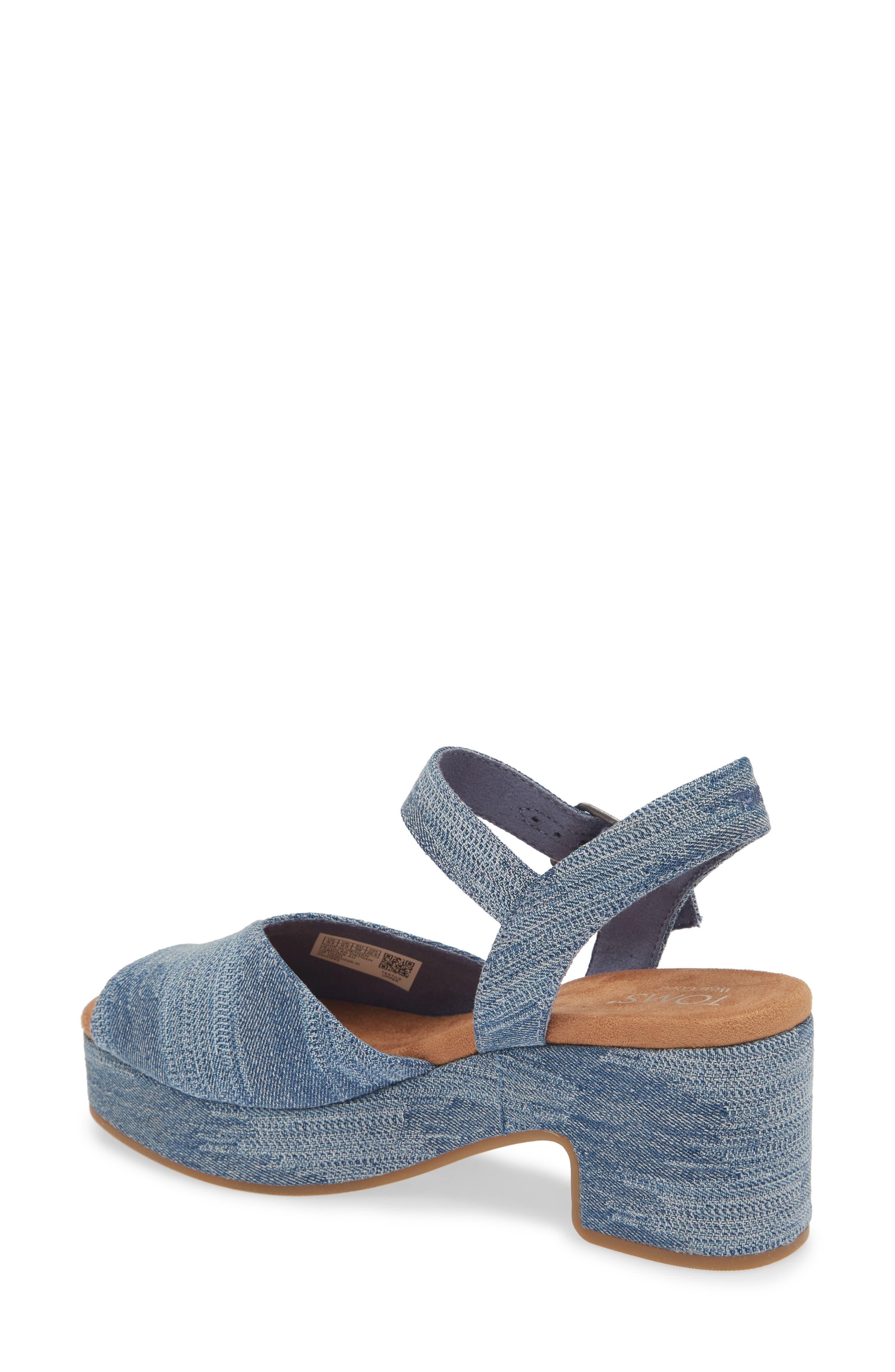 TOMS Denim Platform Sandal, Alternate, color, Blue