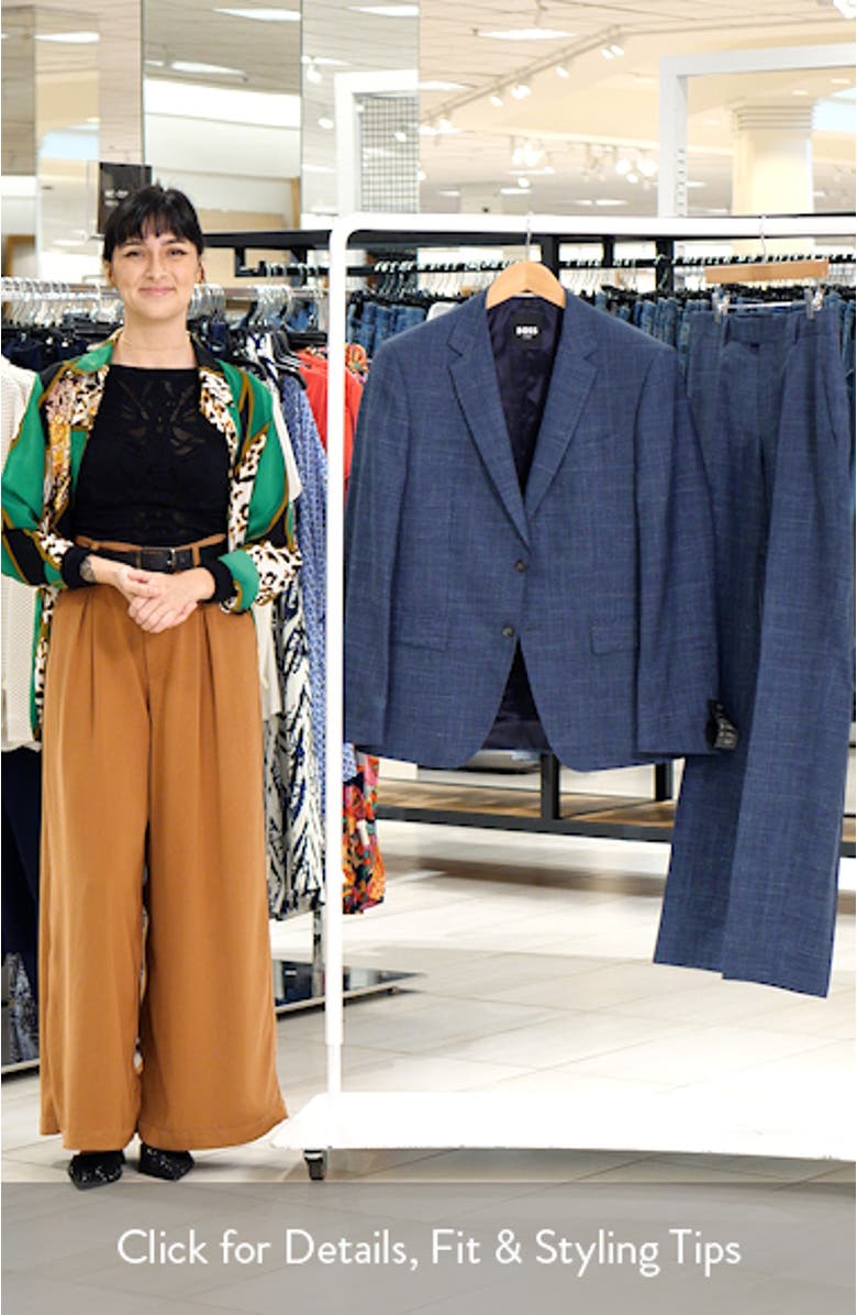 Huge Slim Fit Blue Slub Mélange Wool Blend Suit, sales video thumbnail