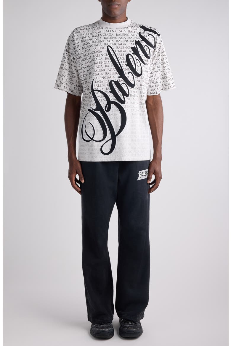 Medium Fit Big B Cursive Logo Graphic T-Shirt, Alternate, color, DIRTY WHITE/ BLACK