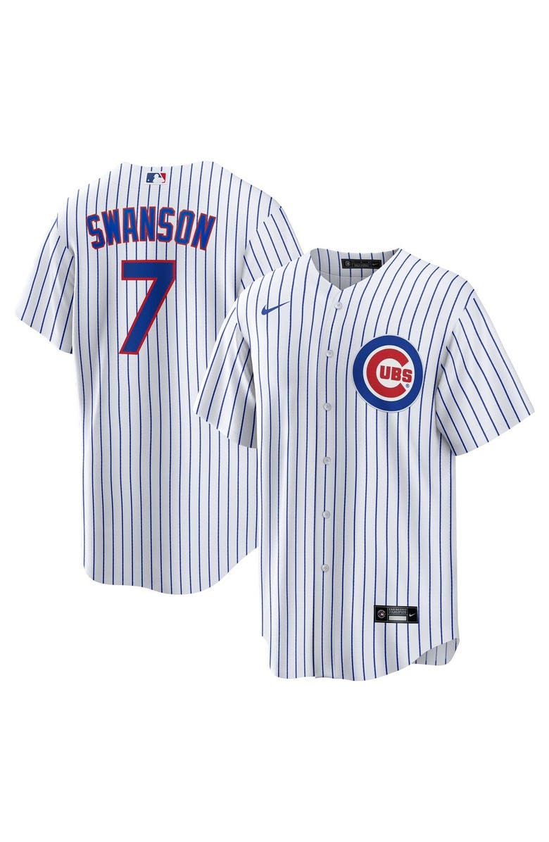 Nike Men's Nike Dansby Swanson White Chicago Cubs Replica Player Jersey, Alternate, color,