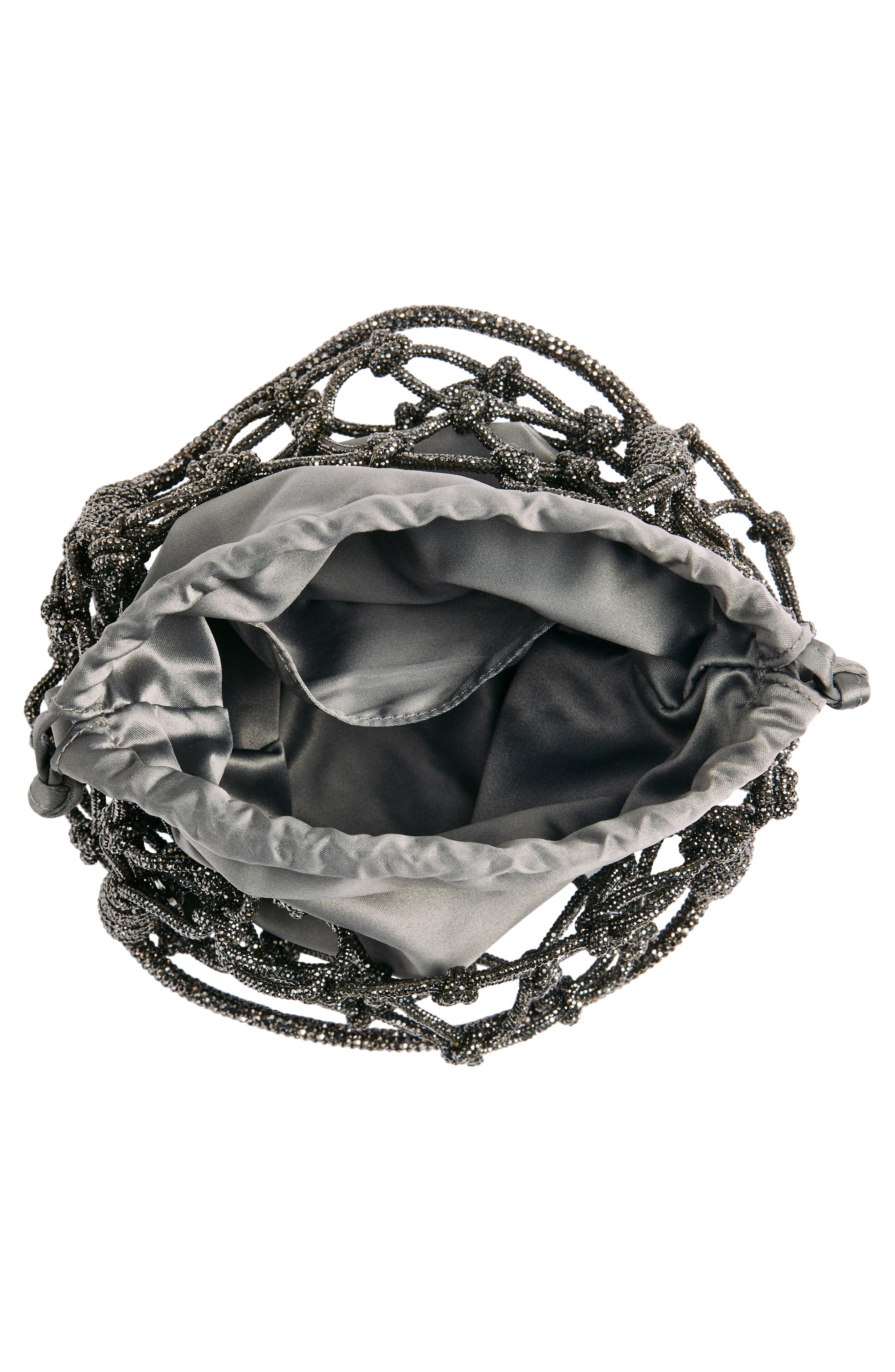 JUDITH LEIBER COUTURE Sparkle Net Pouch Bag, Alternate, color, Silver Hematite