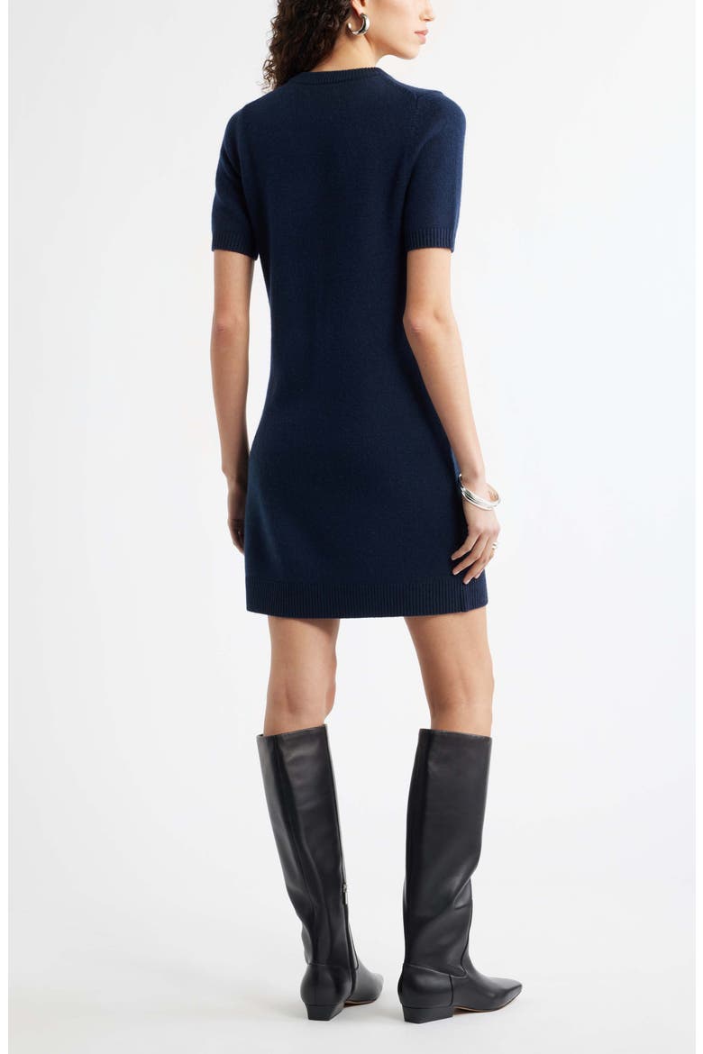 Short Sleeve Wool & Cashmere Sweater Dress, Alternate, color, NAVY NIGHT