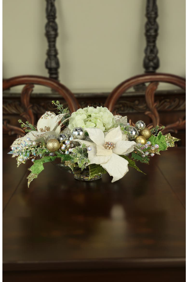 Large Poinsettia Centerpiece, Ivory, Alternate, color, White