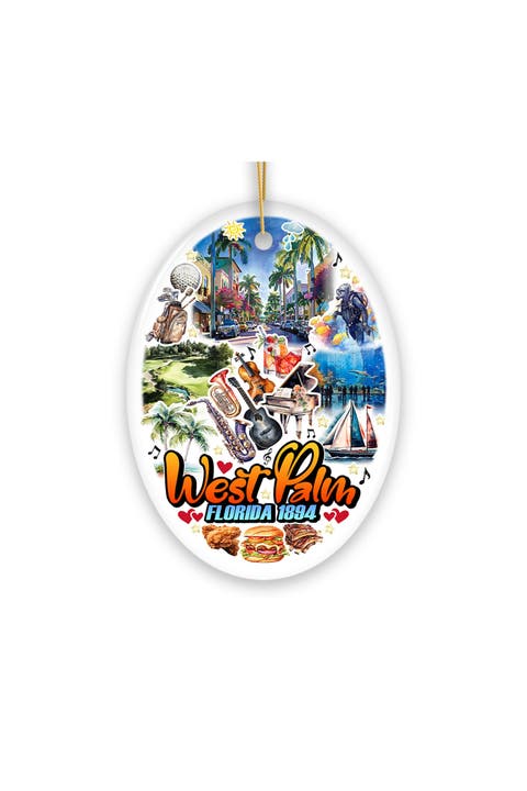 West Palm Florida 1894 Beach Collage Oval Ornament