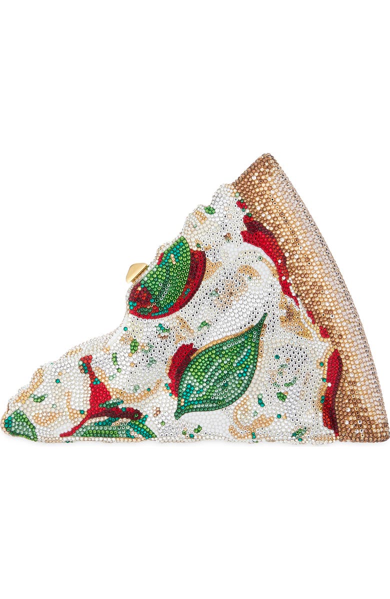 JUDITH LEIBER COUTURE Margherita Pizza Crystal Clutch, Main, color, Champagne White Opal Multi