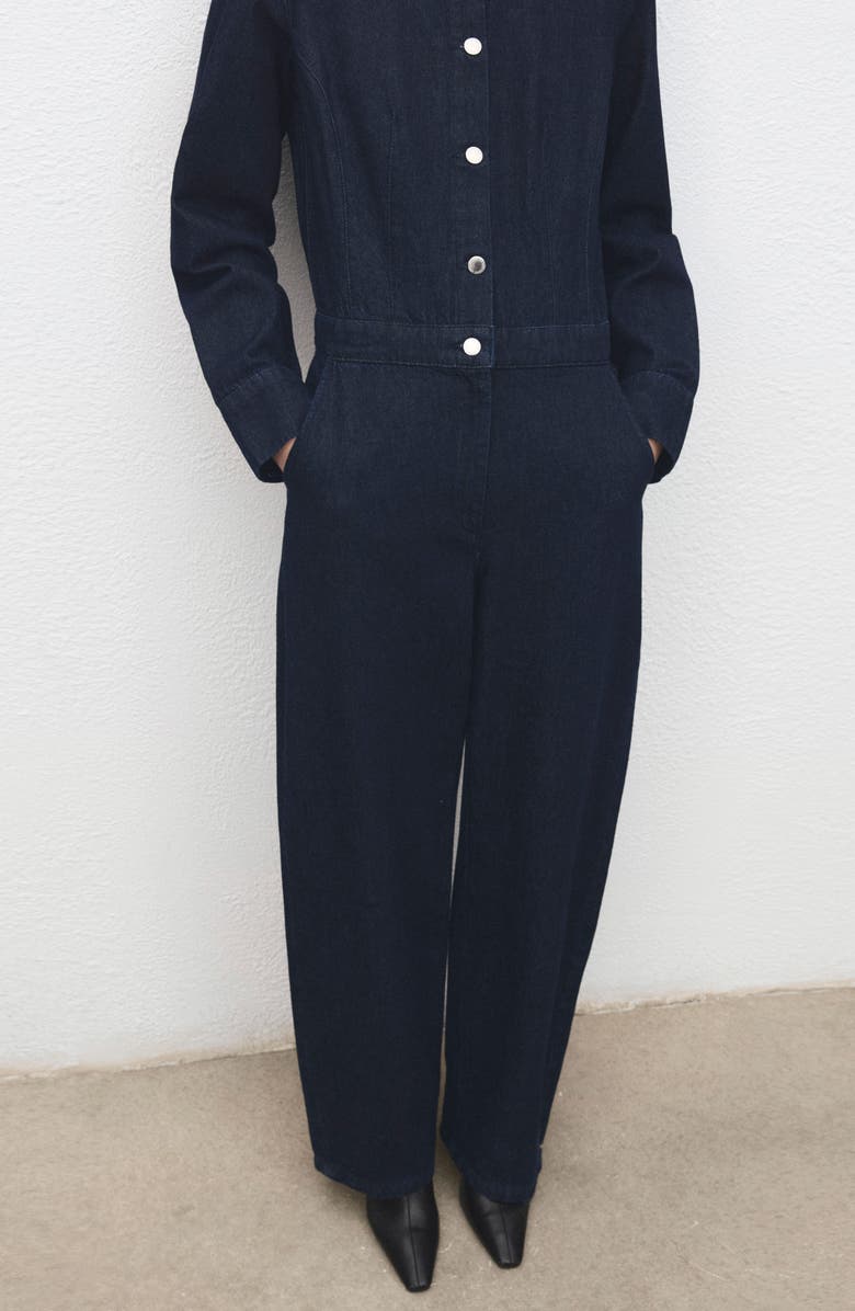 MANGO Long Sleeve Denim Jumpsuit, Alternate, color, Dark Blue